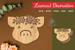 Floral pig Lasercut Decoration Product Image 1