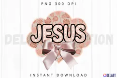 Floral Pink Jesus Toile Chinoiserie Amen Sublimation PNG Product Image 1