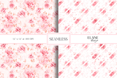 Pink Roses Digital Paper, Romantic Floral Seamless Patterns Product Image 1