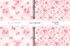Pink Floral Digital Paper, Tender Roses Seamless Patterns Product Image 1