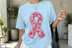 Floral Pink Ribbon Awareness Clipart PNG Product Image 4