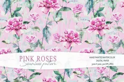 Pink roses seamless pattern / Digital paper - 1 JPEG file Product Image 1