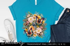 Flowers PNG Sublimation Floral Butterflies Clipart PNG JPG Product Image 4
