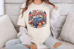 Floral PNG, July 4th Png, Patriotic Born Product Image 5