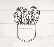 Floral Pocket, Pocket Svg, Wildflowers Svg, Flower SVG. Product Image 4