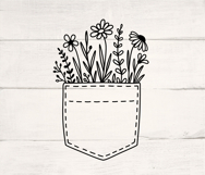 Floral Pocket, Pocket Svg, Wildflowers Svg, Flower SVG. Product Image 5