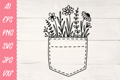 Floral Pocket, Pocket Svg, Wildflowers Svg, Flower SVG. Product Image 1