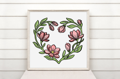 Floral Poppy Style Flower Graphic Outline Floral Wreath PNG Product Image 2