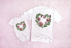 Floral Poppy Style Flower Graphic Outline Floral Wreath PNG Product Image 3