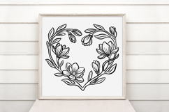 Floral Poppy Style Flower Graphic Outline Floral Wreath PNG Product Image 2