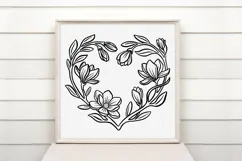 Floral Poppy Style Flower Graphic Outline Floral Wreath PNG Product Image 2