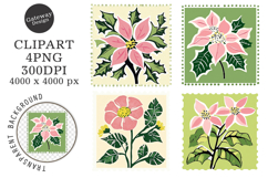 Floral Postage Stamp Stickers Clipart Product Image 1