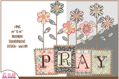 Patchwork Pray with watercolor flowers, Floral pray png Product Image 2