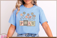 Patchwork Pray with watercolor flowers, Floral pray png Product Image 4