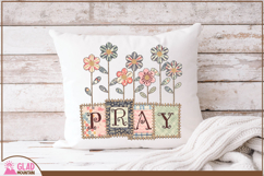 Patchwork Pray with watercolor flowers, Floral pray png Product Image 3