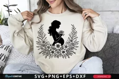 Floral Pregnant Mom SVG, Mothers Day SVG Design Product Image 1