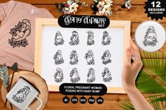 Floral Pregnant Woman Posing With Baby Bump Clipart Set Product Image 1