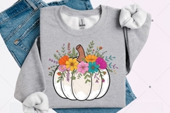Floral Pumpkin Png, Boho Fall Pumpkin Shirt, Preppy Fall png Product Image 3