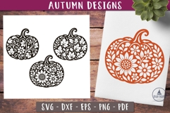 Floral Pumpkin Autumn SVG Silhouette