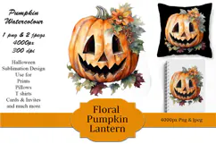 Floral Pumpkin Lantern Sublimation Product Image 1