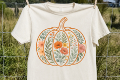 Floral Pumpkin PNG, Boho Fall Design, Thanksgiving PNG Product Image 2