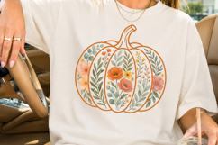 Floral Pumpkin PNG, Boho Fall Design, Thanksgiving PNG Product Image 3