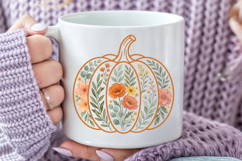 Floral Pumpkin PNG, Boho Fall Design, Thanksgiving PNG Product Image 6