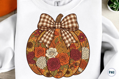 Floral Pumpkin PNG, Fall Sublimation Png Product Image 1