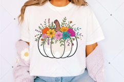 Floral Pumpkin Png, Boho Fall Pumpkin Shirt, Preppy Fall png Product Image 2