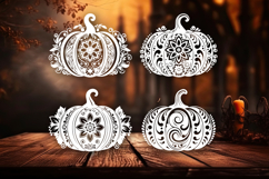 Halloween Pumpkins with Flowers SVG Product Image 1