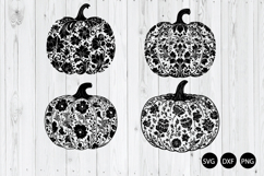 Floral Pumpkins SVG, Floral Stacked Pumpkin SVG, Fall SVG Product Image 1