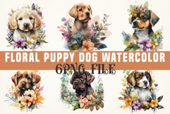 Floral Pupp Dog watercolor sublimation bundle, 6 png file Product Image 1