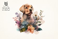 Floral Pupp Dog watercolor sublimation bundle, 6 png file Product Image 2