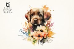 Floral Pupp Dog watercolor sublimation bundle, 6 png file Product Image 4