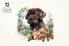 Floral Pupp Dog watercolor sublimation bundle, 6 png file Product Image 5