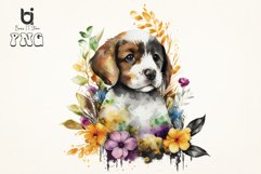 Floral Pupp Dog watercolor sublimation bundle, 6 png file Product Image 6