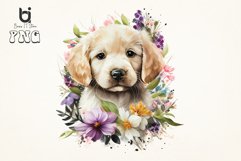 Floral Pupp Dog watercolor sublimation bundle, 6 png file Product Image 7