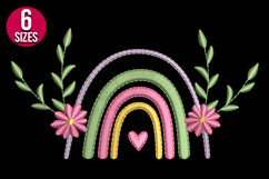 Floral Rainbow with Heart Machine Embroidery Design Product Image 2