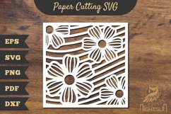 Floral Rectangle Frame Papercut SVG Product Image 1