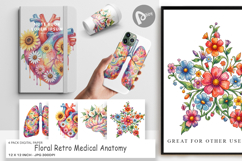 Floral Medical Anatomy Digital Paper Product Image 1