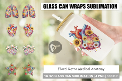 Floral Retro Medical Anatomy Glass Can Product Image 1