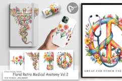 Floral Medical Anatomy Digital Paper Product Image 1