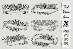 Rose Floral Ribbon Banner SVG PNG Bundle Product Image 1