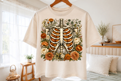 Floral Ribcage Pumpkins Png,Halloween Skeleton Png Product Image 2