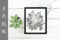 Cute Robin Bird Perched on Flower Stalk Design Product Image 1