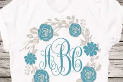 Floral Wreath Monogram SVG, Flower Frame Cut File for Cricut Product Image 2