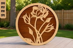 Floral Rose Laser Cut File | Rose Wall Art SVG Product Image 1