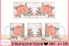 Watercolor Floral Mug Wrap for Sublimation | Mug PNG graphic Product Image 1