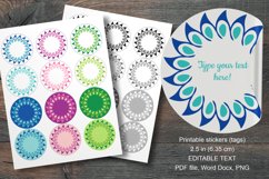 Floral Rosette Frame Round Labels 12 pcs per paper