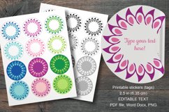 Floral Rosette Frame Round Labels 12 pcs per paper